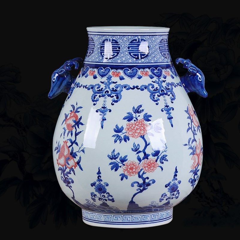 新款陶g瓷器花瓶仿古青花瓷插花新中式家居玄关客厅送礼饰品