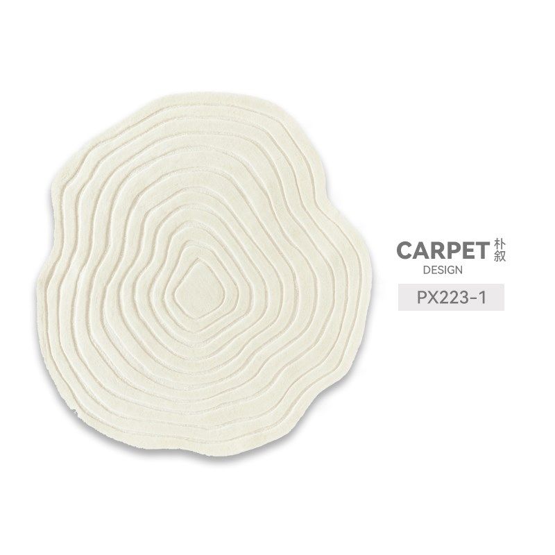 新款法式浮雕纯色不规则地毯奶油风客厅J日式侘寂风衣帽间异形羊