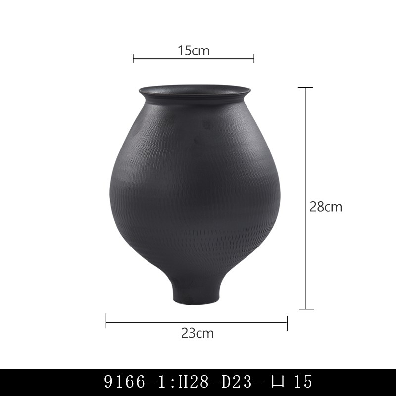 新款花盆轻奢高级感复古陶t瓷陶罐博古架中式花器摆件黑色金属铜