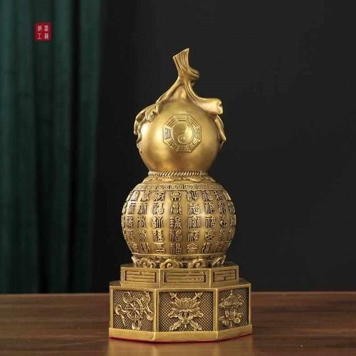 新款铜葫芦摆件工艺o品客厅玄关酒柜办公室新中式大号纯铜五福葫