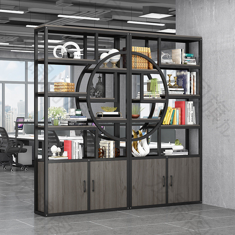 新品隔断置物架办公室屏风书架储物柜博古架子铁艺U落地花架多层