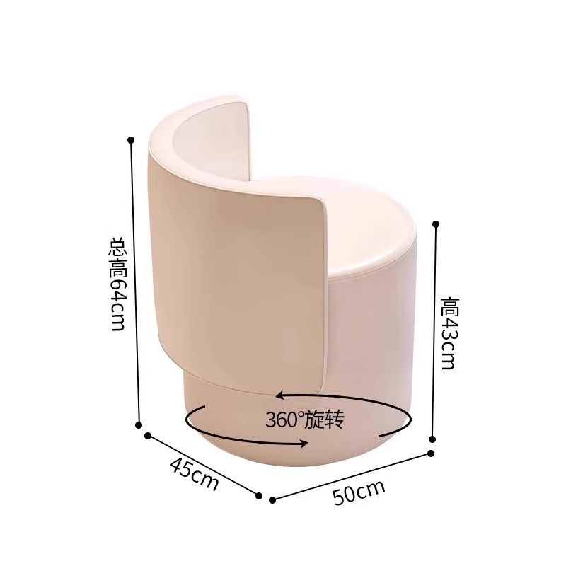 新款北欧轻奢卧室梳妆台矮凳子简约化妆沙发靠背网红Y化妆圆椅家