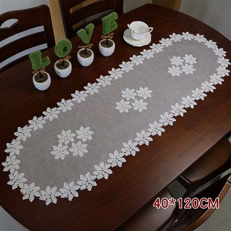 新款餐桌布艺水溶蕾丝花边现代简约欧式美式中式R家用桌垫桌旗茶