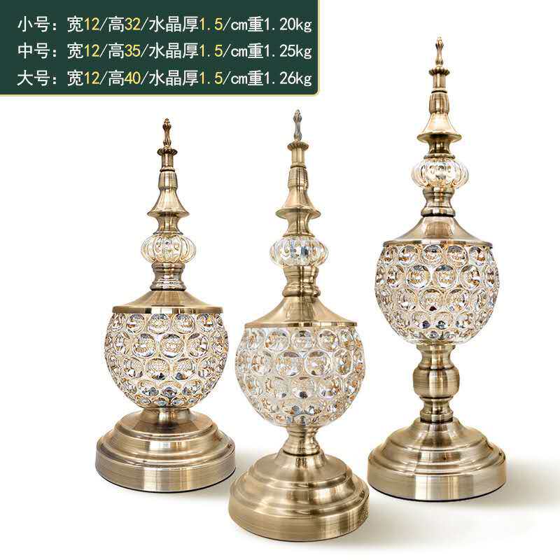 新款欧式玻璃金属l糖果盘储物罐现代创意样板房装饰品家居摆件时