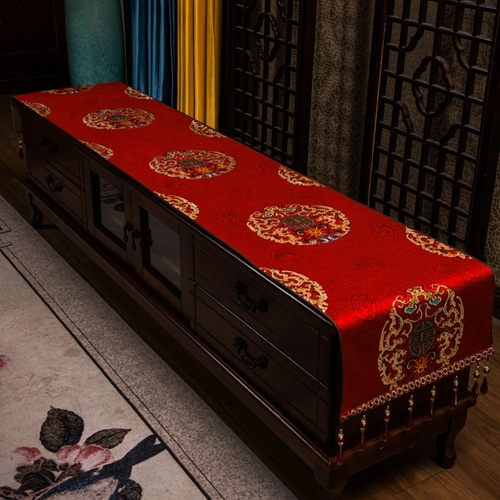 新款现代中式电视柜桌布盖巾喜庆茶几盖I布客厅长条茶桌旗防尘台