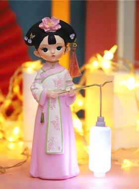 新款创意风少女心礼n品古风宫廷风满庭芳小夜灯格格系列氛家居摆