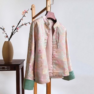 新款高级感新中j式上衣中国风红色新款开春秋宋锦唐装女装短款外