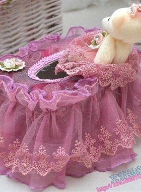 新品欧式可爱熊紫色蕾丝纸巾盒/抽I纸盒车用/家用新店开业