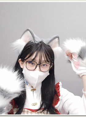 可爱猫爪手套cos半指手套