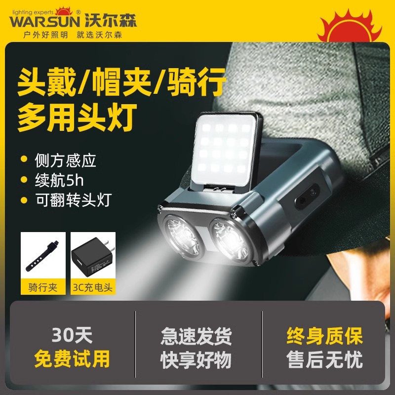 沃尔森夜钓强光头灯感应超亮