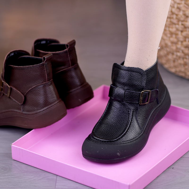 真皮舒适软底软面加绒马丁靴