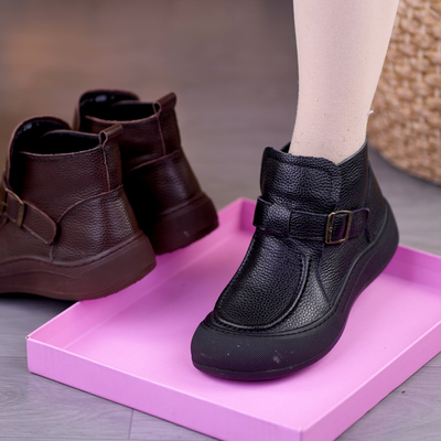 真皮舒适软底软面加绒马丁靴