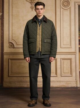 张颂文同款OKONKWO灯芯绒Dom绗缝夹克外套菱格棉衣棉服liddesdale