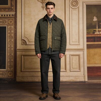 张颂文同款OKONKWO灯芯绒Dom绗缝夹克外套菱格棉衣棉服liddesdale