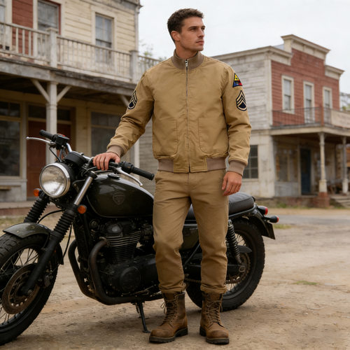 OKONKWO Tanker Jacket狂怒坦克服阿美咔叽徽章坦克夹克立领外套