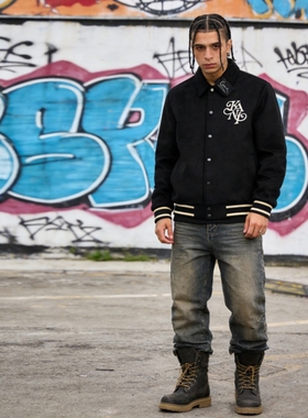 美版 kk90s复古街头嘻哈hiphop经典老学校 刺绣 麂皮 美式棒球服