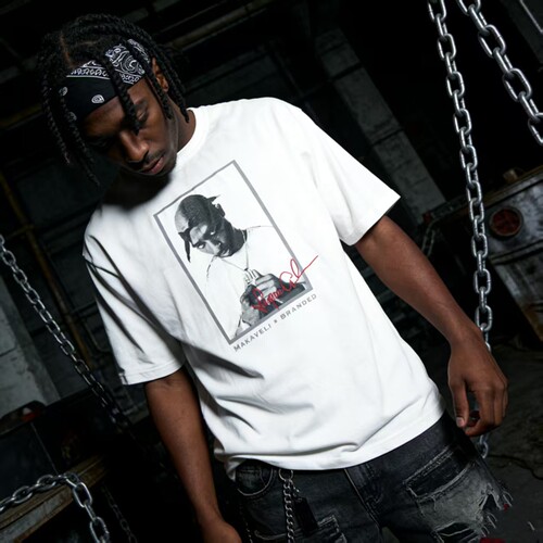 美版 嘻哈街头hiphop滑板街舞 美式 反裁 印花刺绣 美潮 2pac短袖