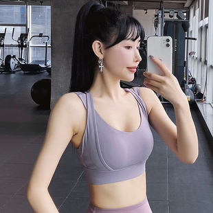 交叉高强度聚拢美背防震跑步美胸运动瑜伽内衣背心外穿健身文胸女