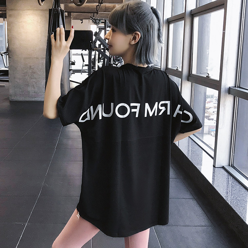 显瘦训练宽松运动上衣女跑步薄款健身衣短袖T恤透气速干衣瑜伽服