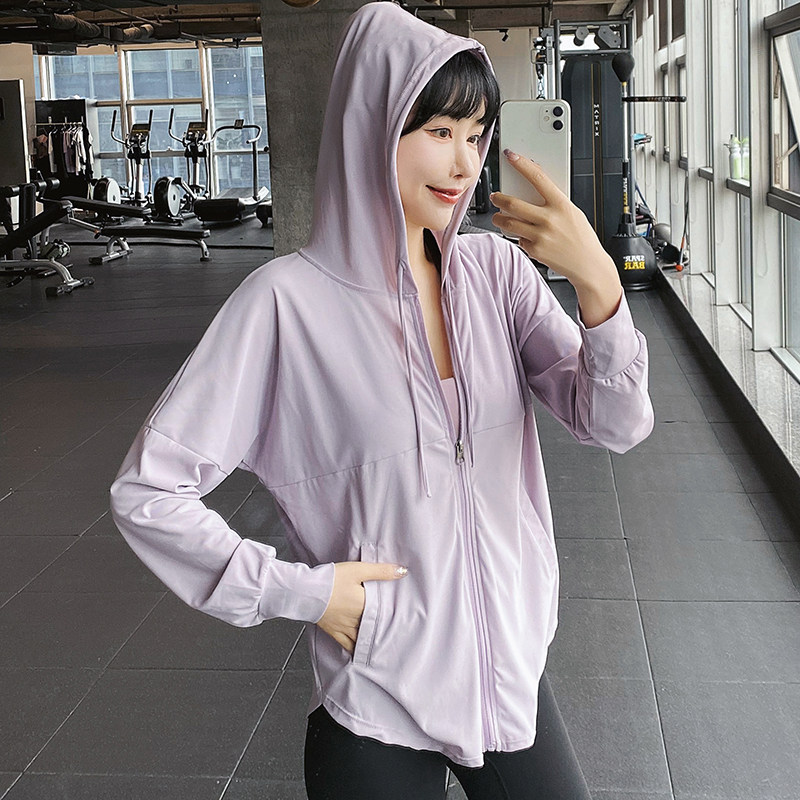 薄款运动外套女长袖跑步速干衣健身服上衣宽松瑜伽服帽衫夏季防晒