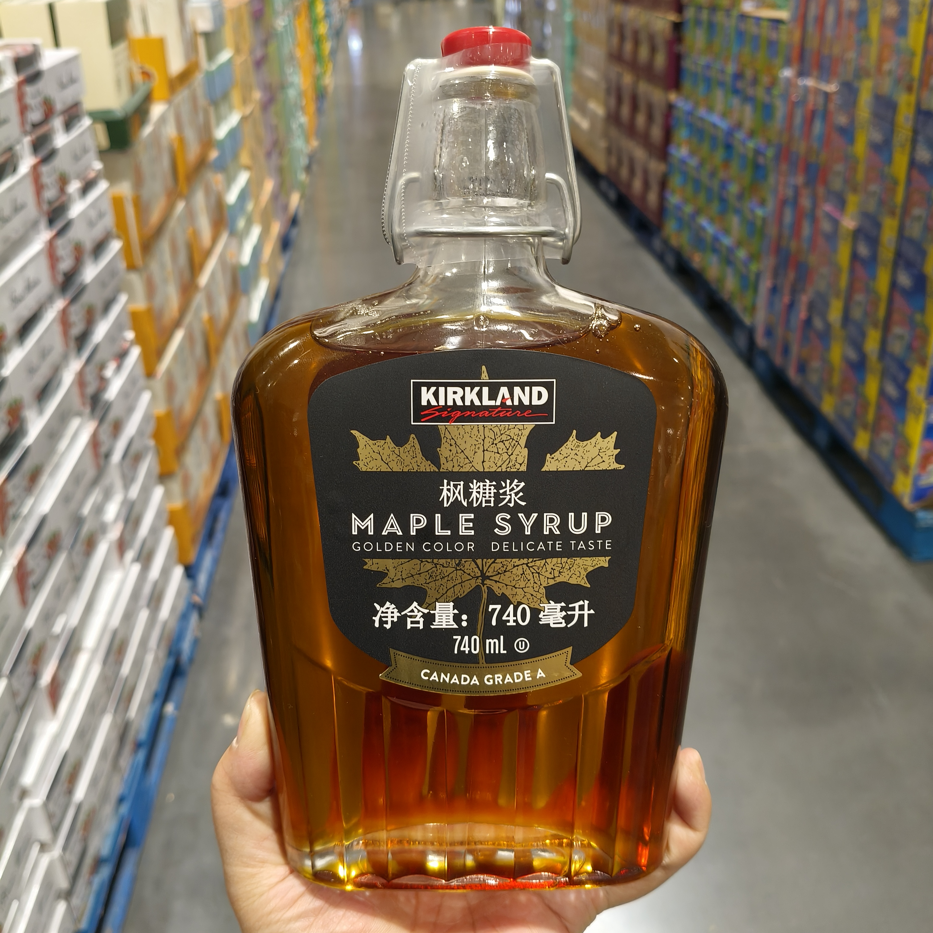 开市客加拿大进口科克兰纯枫糖浆740ml 枫叶树糖浆A级琥珀色0脂肪