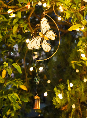 创意发光金属风铃挂饰金属铃铛挂件花园阳台户外旋转摆件家居饰品