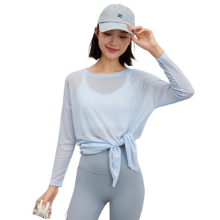 neverme瑜伽服罩衫女开叉宽松速干透气显瘦大码健身跑步运动上衣