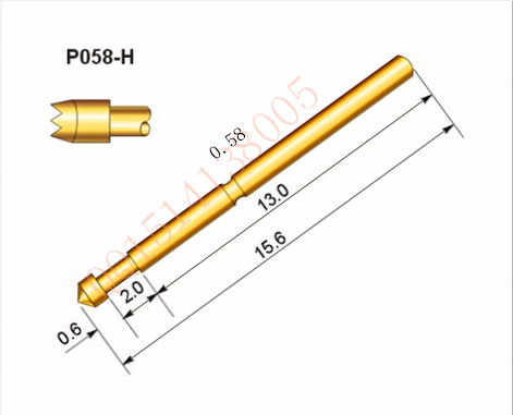 华荣探针P058-H 0.8九爪梅花头/0.58导电针P058测试针 总长15.6MM