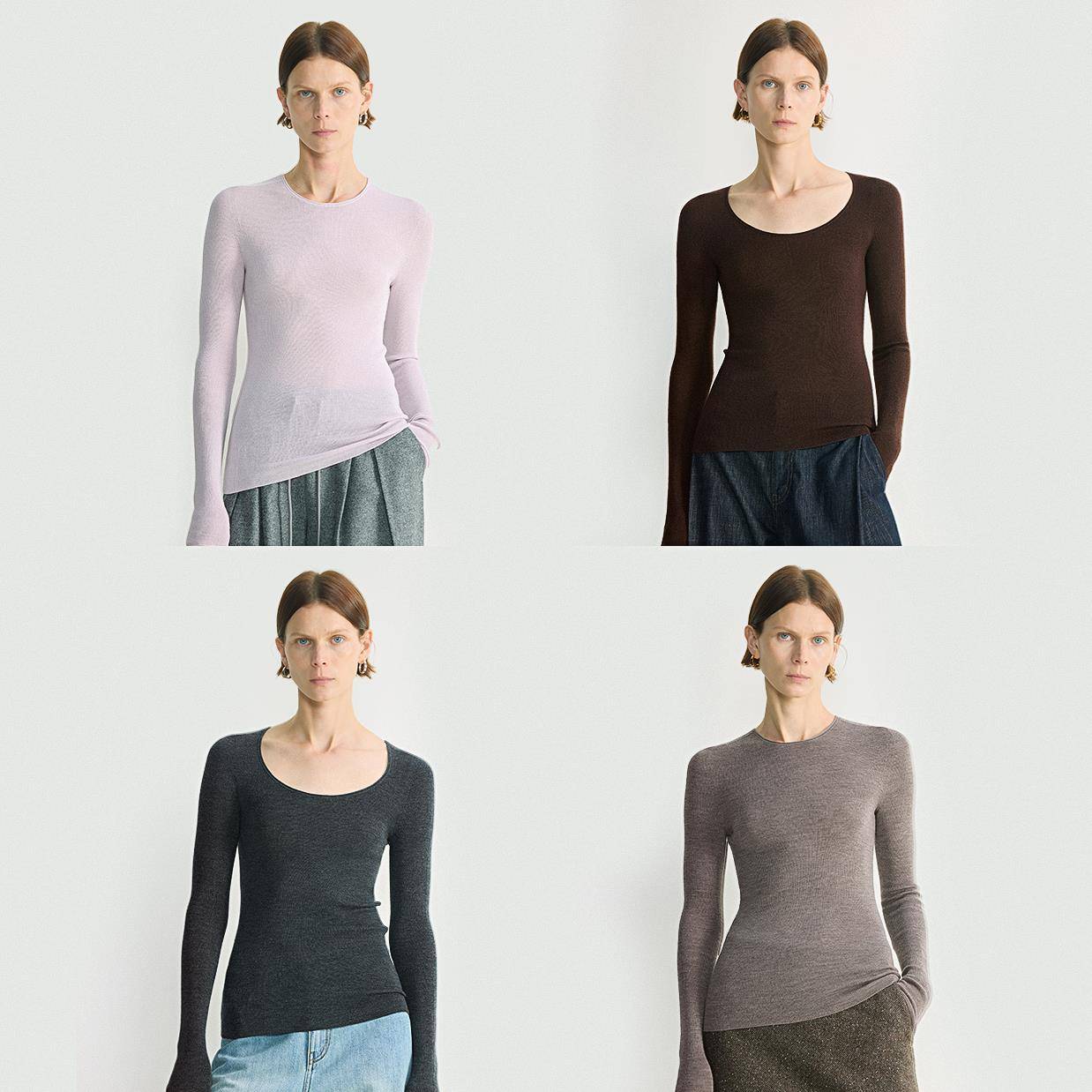 开间/苣惠回馈 可水洗ji细羊毛裸感16针无缝一体全成型针织打底衫