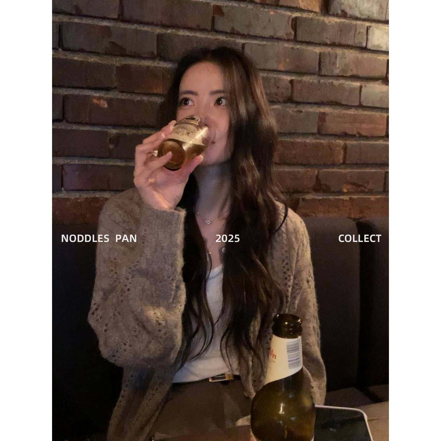 TOROON 马海毛羊毛混纺镂空圆领针织开衫女秋季新款柔软毛衣外套