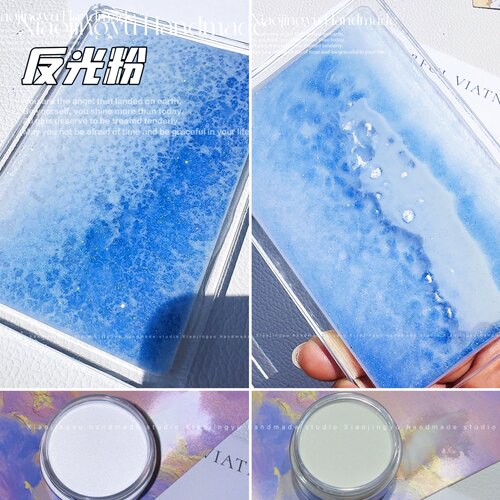 小鲸鱼diy 白色反光粉 流麻退潮 细胞吞噬效果闪粉细粉重力粉材料