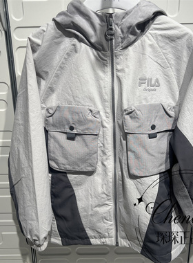 FILA斐乐童装2026年春季新款男大童梭织外套连帽上衣 K12B611703