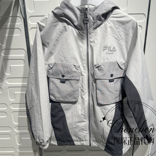 FILA斐乐童装 新款 男大童梭织外套连帽上衣 K12B611703 2026年春季