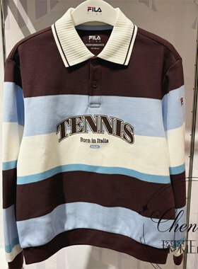 FILA斐乐童装26年春款男大童网球系列针织长袖POLO衫 K12B613205