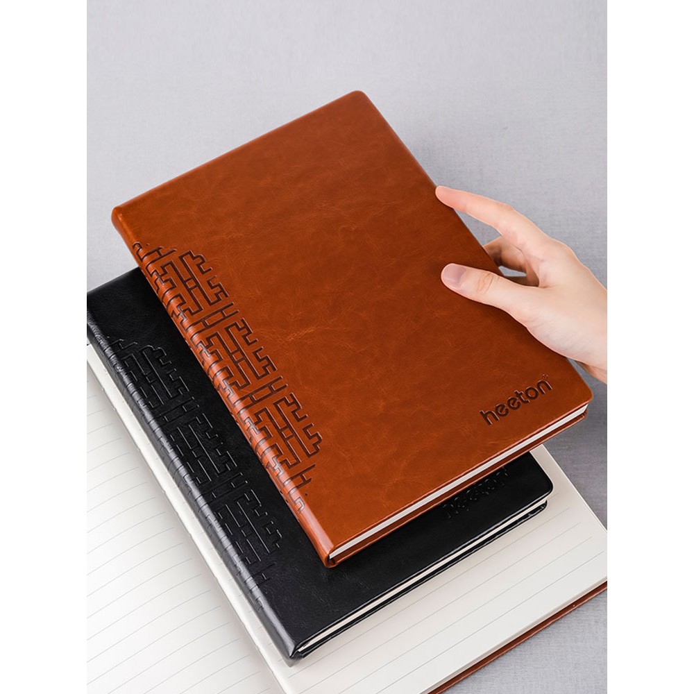 190张384页80克纸11mm宽行距A4B5A5皮面米黄纸笔记本喜通大格线条