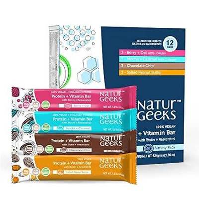 NaturGeeks Vegan Protein Bar with 15-16g Plant Based Prot