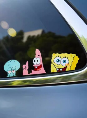 海绵宝宝派大星卡通汽车贴纸创意动漫摩托汽车身玻璃装饰贴反光贴