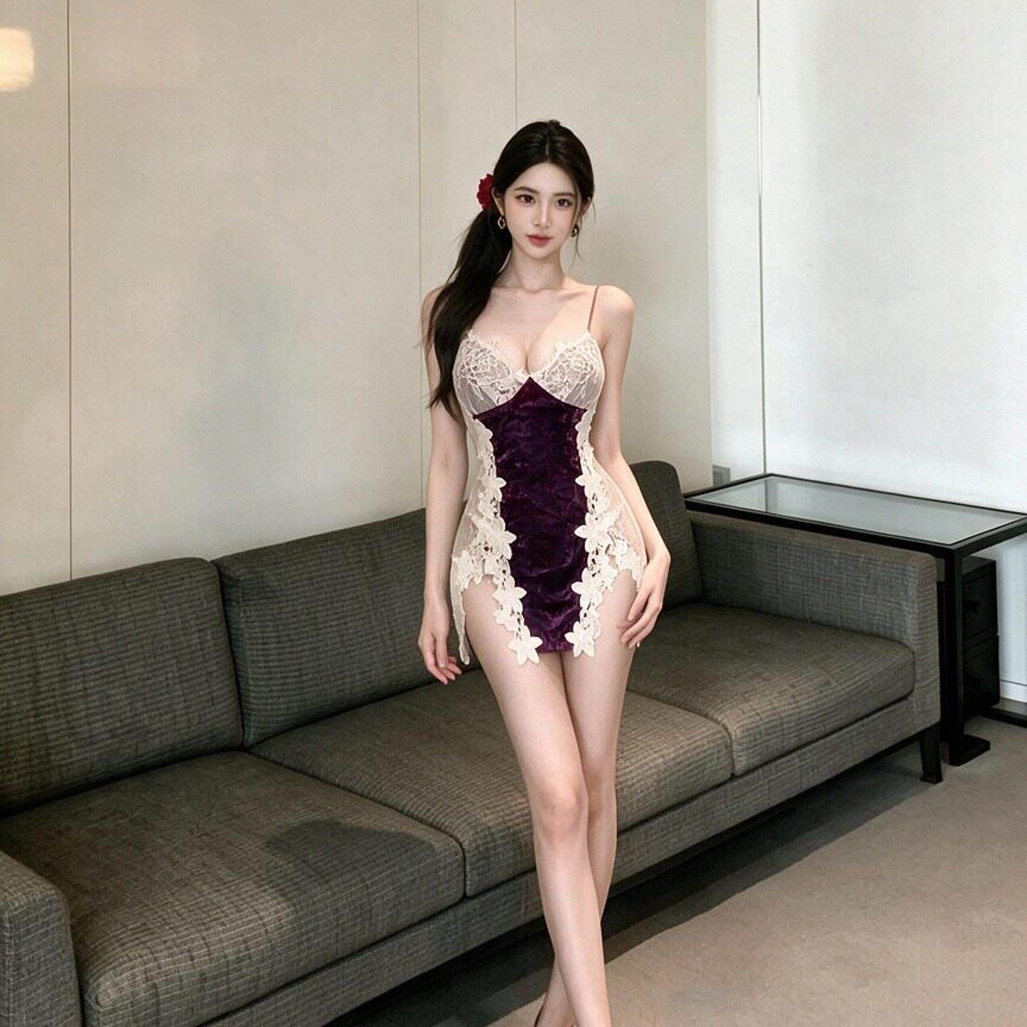 新款夜店女装性感蕾丝露背拼接吊带连衣裙酒吧KTV热辣蹦迪包臀裙