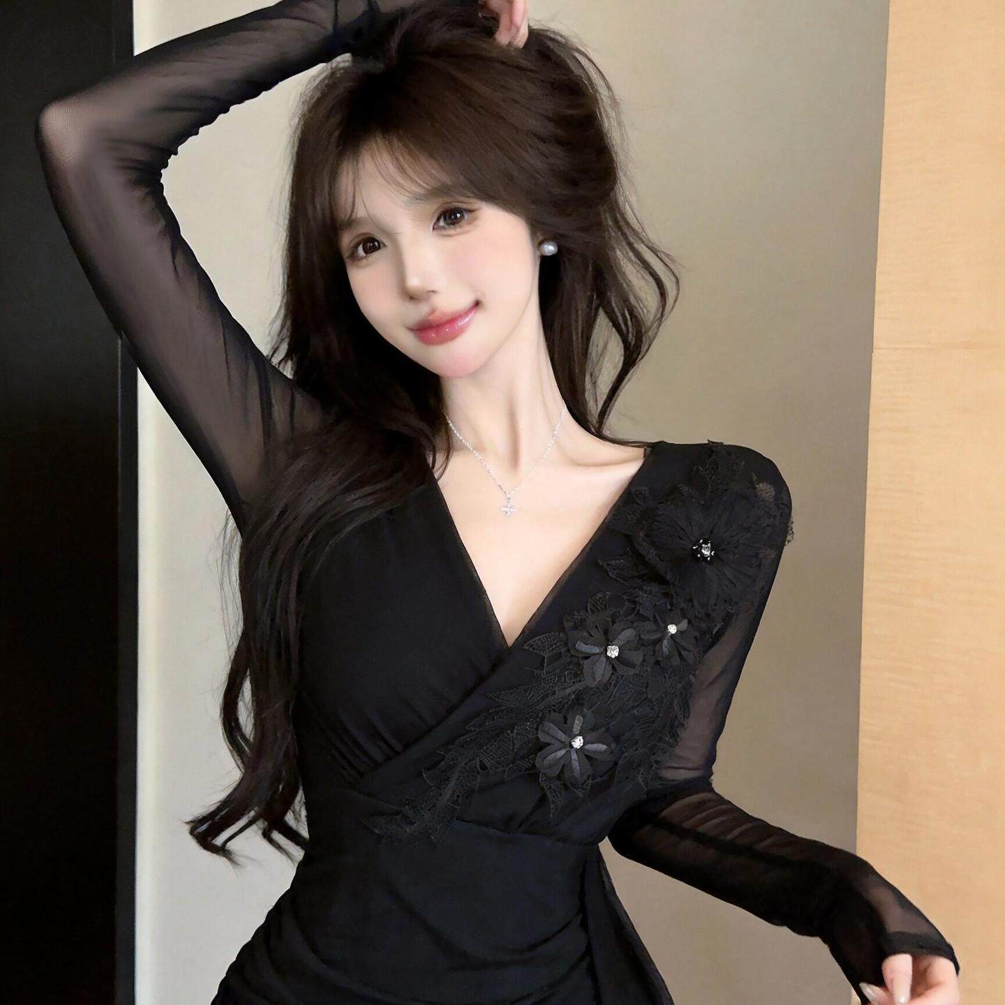 夜店女装性感百搭显瘦网纱连衣裙辣妹纯欲风包臀裙柔式足疗技师服