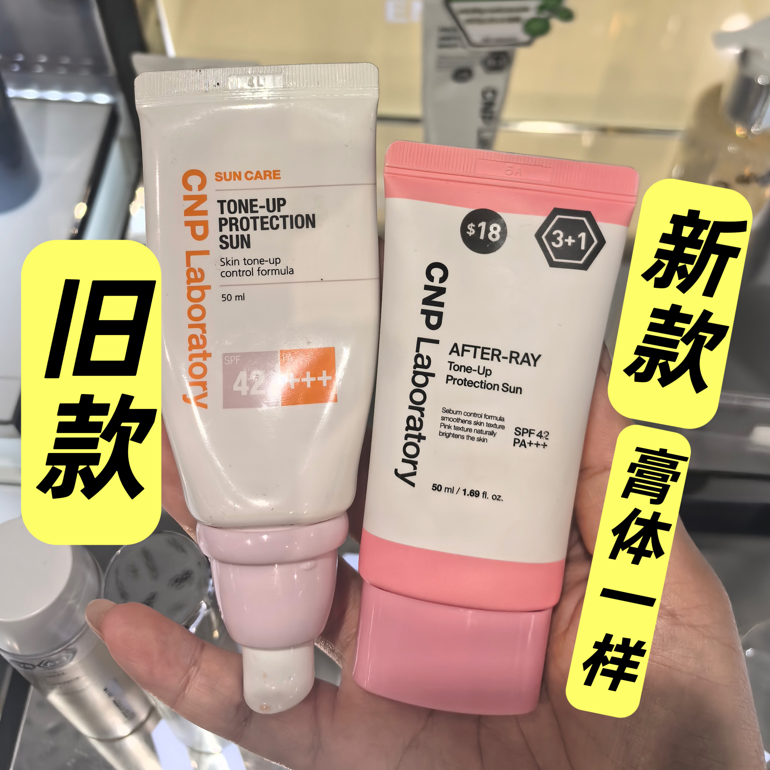 韩国CNP希恩派塑颜防晒霜隔离霜二合一控油提亮肤色50ml+31ml包邮
