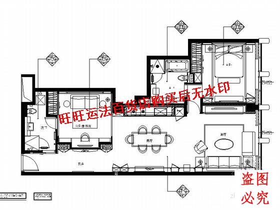现代酒店式公寓d型套房样板房室内装修cad图纸室内设计装修dwg图
