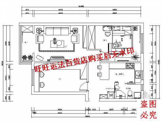 某温馨现代两室一厅设计方案图纸(含效果)
