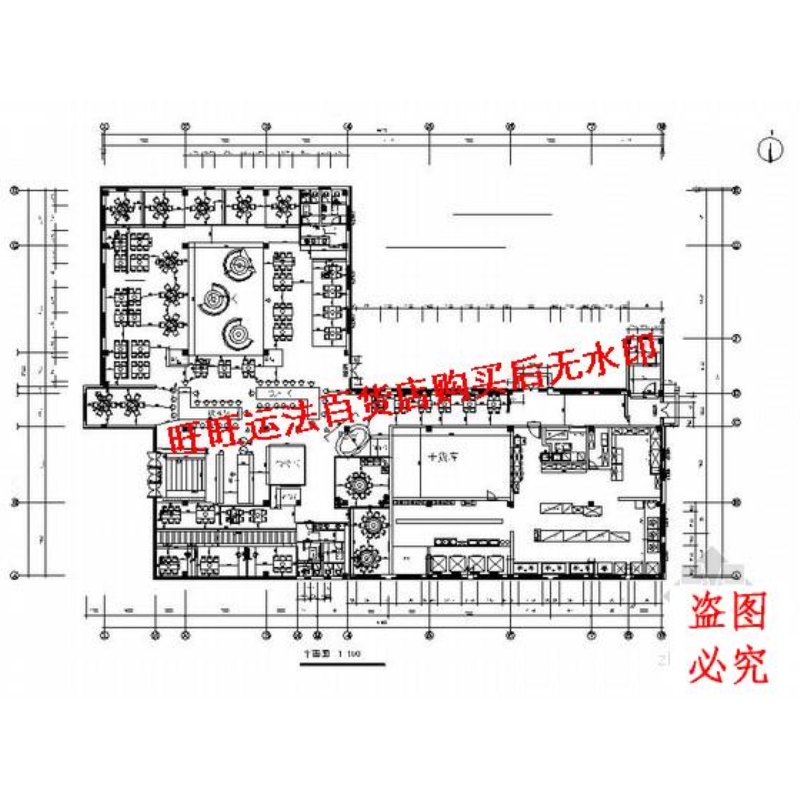 某餐厅空间局部装修cad图纸室内设计装修dwg图