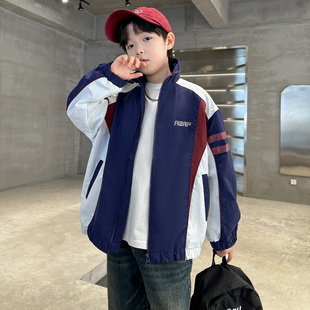 男童春秋韩范撞色机车风运动外套2026新款青少年儿童春季薄款夹克