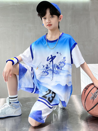 男童夏装球服套装儿童篮球服运动