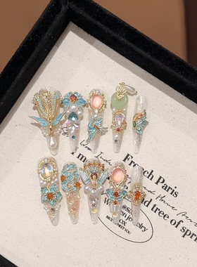 凤冠霞帔国风秀禾手工穿戴甲高级结婚甲片长款新娘美甲重工假指甲