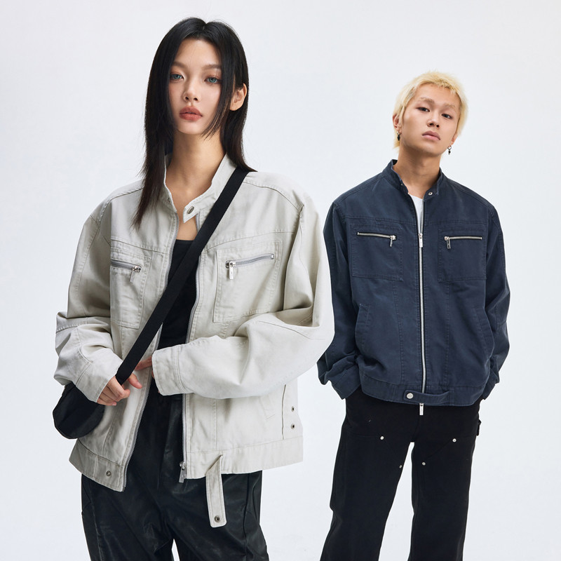 【左奇函同款】WaitingWave哈灵顿帆布夹克男美式立领工装外套女,男装,夹克,淘宝优惠券,粉丝福利购,淘宝优惠卷