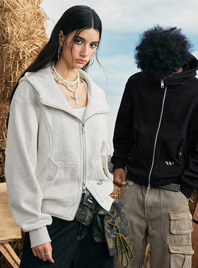 WaitingWave【空骑士】460克重磅菠萝雅绒简约Cleanfit风开衫卫衣