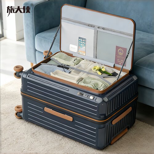 小清新侧开盖行李箱可扩容大容量