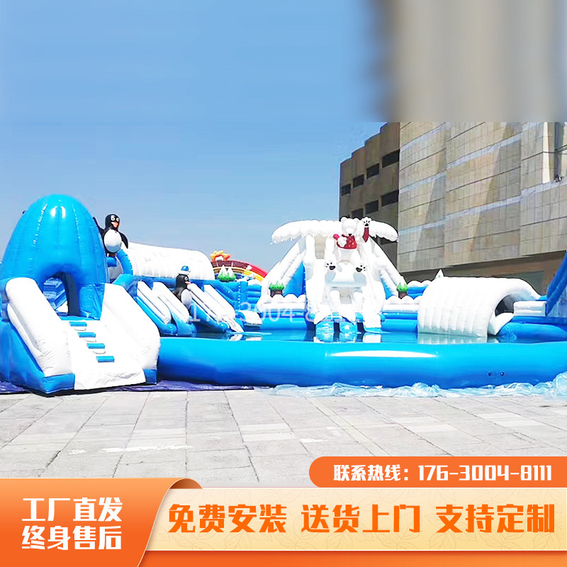 景区庙会广场摆摊新款充气水池气模玩具游乐设备厂定制水上大闯关